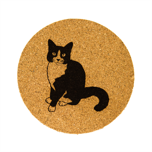 Tuxedo Cat - Cork Coaster