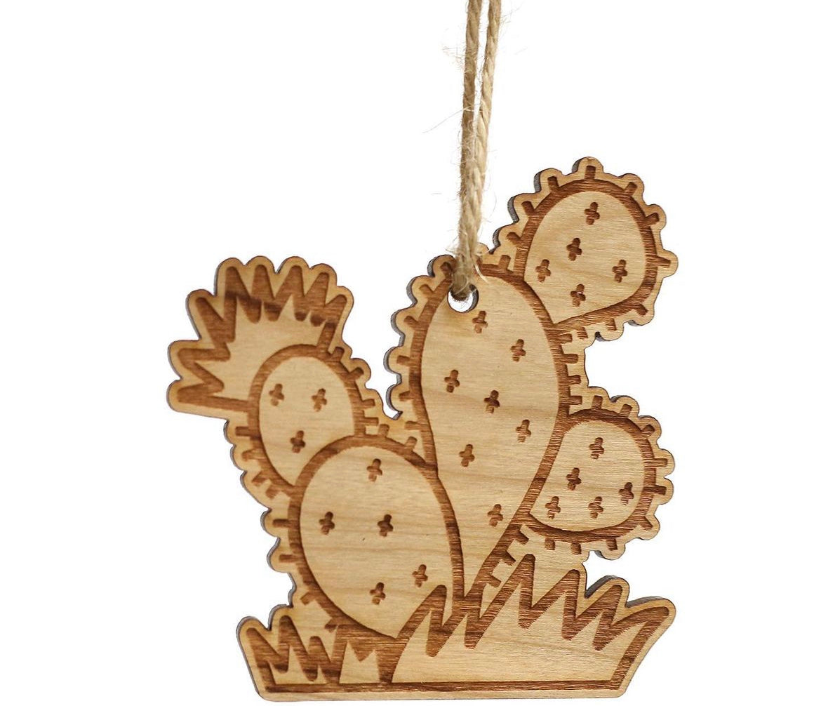 Prickly Pear - Cherry Wood Ornament