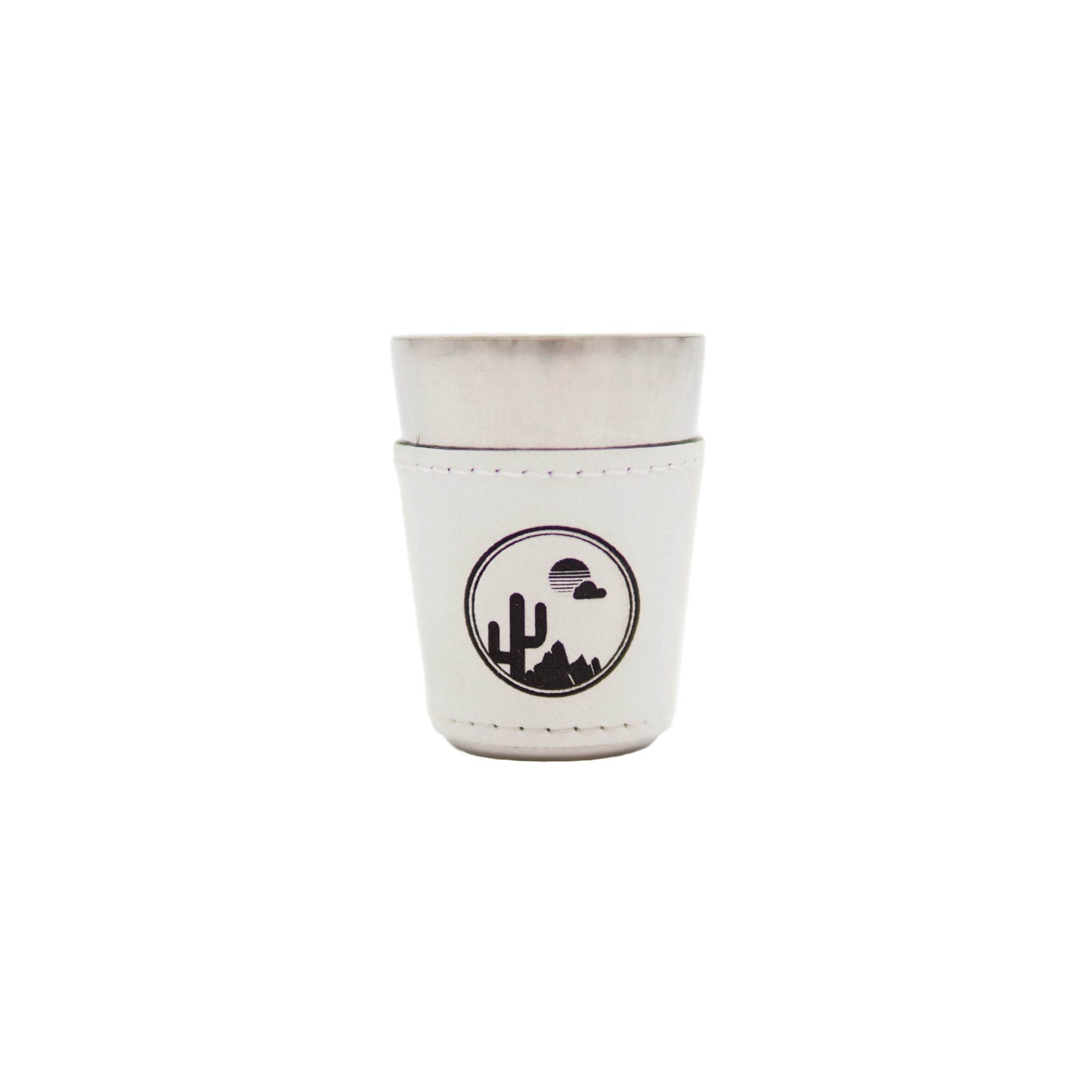 Saguaro Sunset Circle - 2oz Vegan Leather Shot Glass