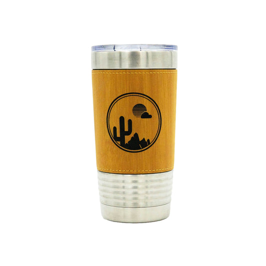 Saguaro Sunset Circle - 20oz Vegan Leather Tumbler