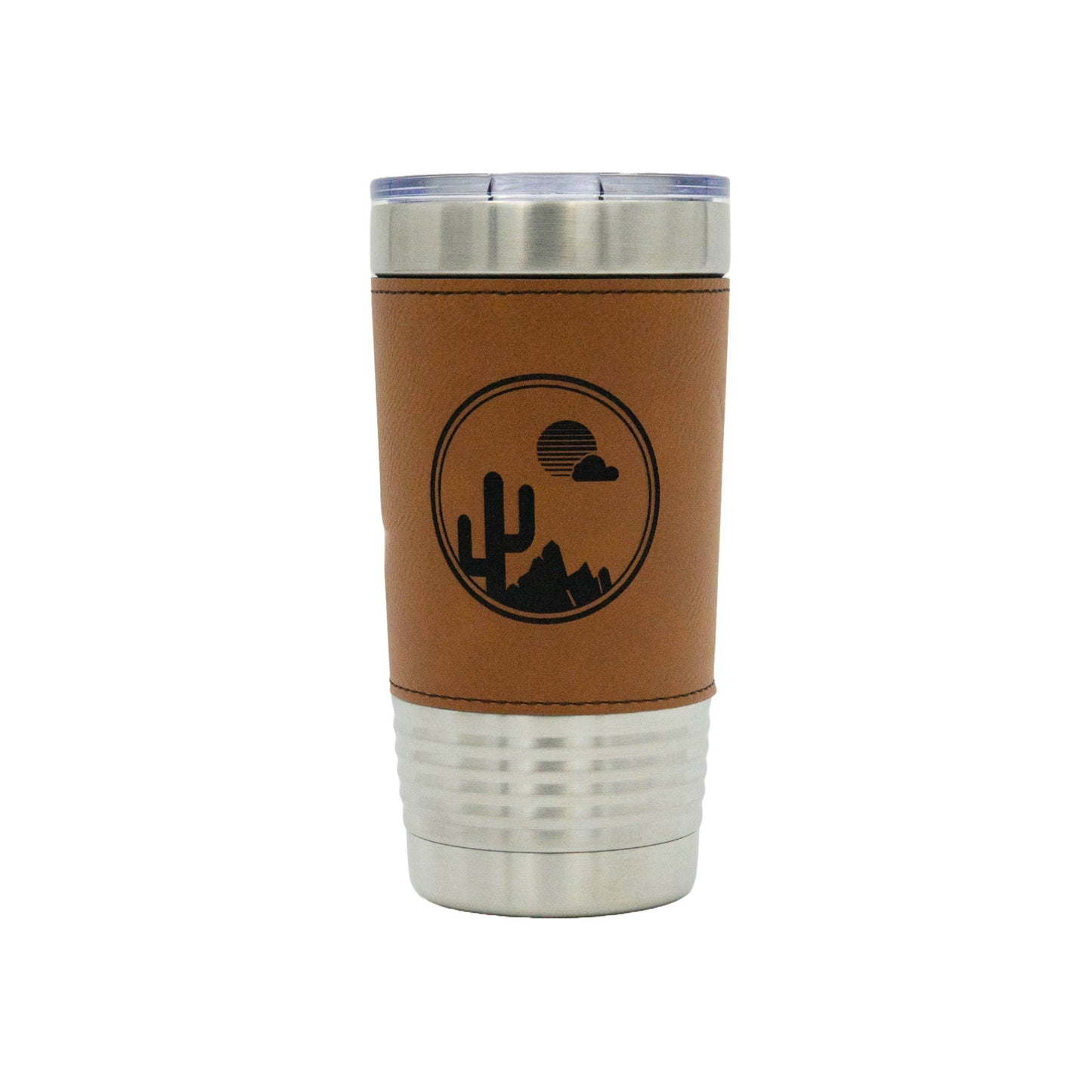 Saguaro Sunset Circle - 20oz Vegan Leather Tumbler
