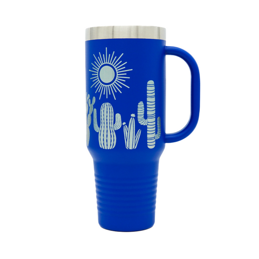Cactus Wrap Around - 40oz Travel Mug With Handle